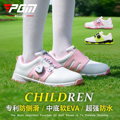 PGM兒童高爾夫鞋女童透氣鞋子男童旋轉鞋帶青少年夏季防滑運動鞋
