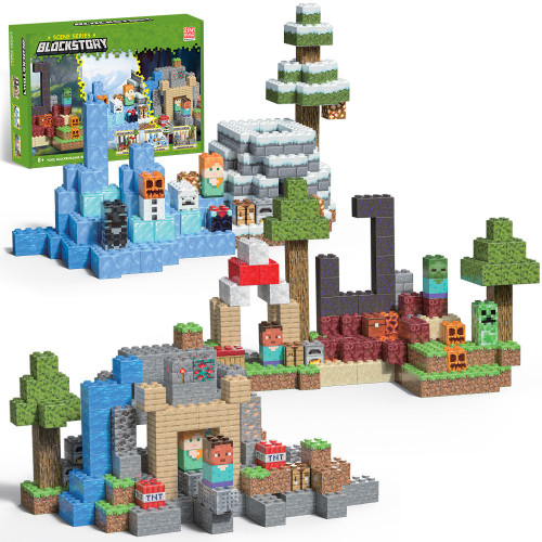 新品2CM冰雪城堡拼插積木玩具 山洞村莊旅行建築拼搭積木套裝