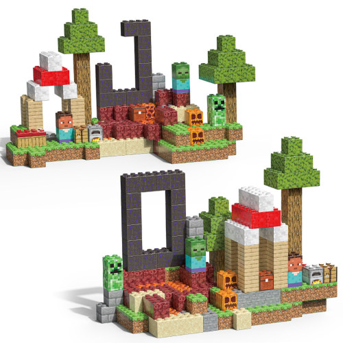 新品2CM冰雪城堡拼插積木玩具 山洞村莊旅行建築拼搭積木套裝