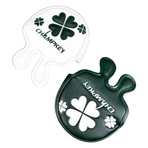 高爾夫小半圓推桿桿套刺綉帶梗四葉草帽套磁吸款 高爾夫小半圓推桿桿套刺綉帶梗四葉草帽套磁吸款