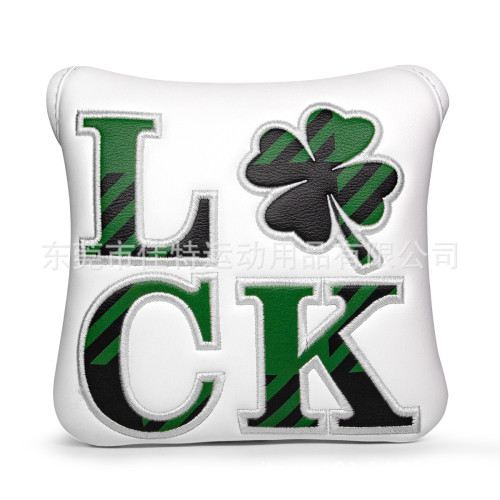 高爾夫球桿套四方推桿保護套四葉草PU防水刺綉PUTTER