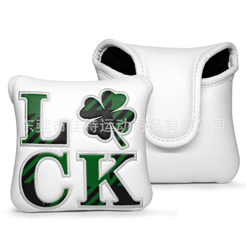 高爾夫球桿套四方推桿保護套四葉草PU防水刺綉PUTTER