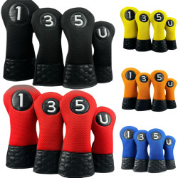 高爾夫木桿套蜂巢雙色球頭保護套高爾夫用品配件球桿套