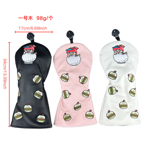 高爾夫漢堡圖案木桿頭套一三五號木球頭保護套帽套 高爾夫漢堡圖案木桿頭套一三五號木球頭保護套帽套