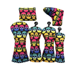 出口幻彩骷髏高爾夫球桿套保護套 木桿套 golf一字半圓方形推桿套