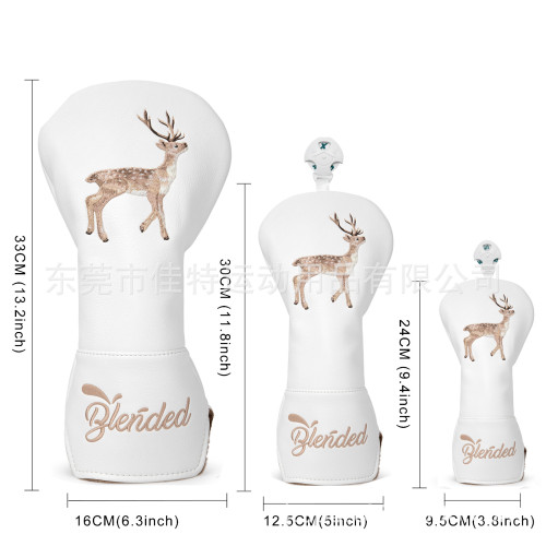 高爾夫木桿套球桿保護套一號木球道木混合木精美刺綉幸運小鹿