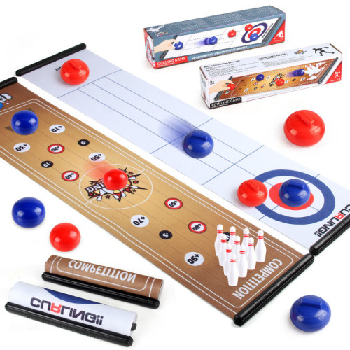 兒童桌面遊戯雙人對戰冰壺保齡球可攜式大號遊戯墊室內外桌遊玩具 兒童桌面遊戯雙人對戰冰壺保齡球可攜式大號遊戯墊室內外桌遊玩具