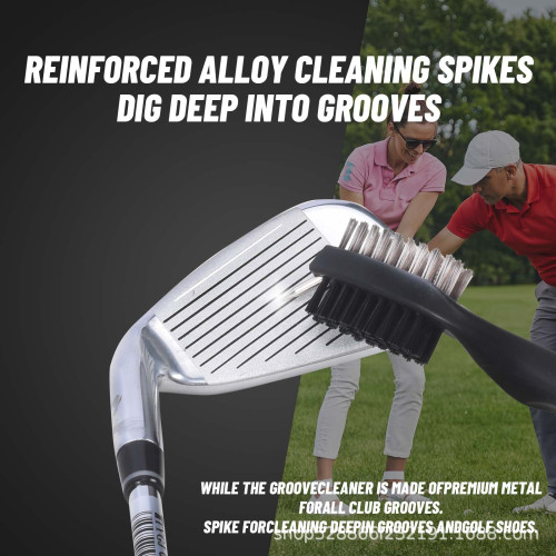 高爾夫球桿清潔刷 球頭雙面清潔工具 尼龍鋼毛刷 三件套盒裝工具