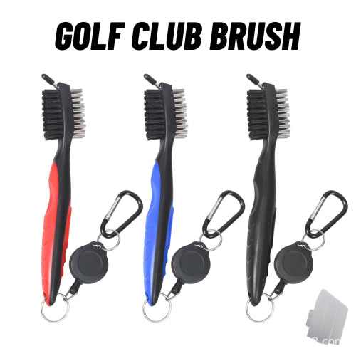高爾夫球桿清潔刷 球頭雙面清潔工具 尼龍鋼毛刷 三件套盒裝工具