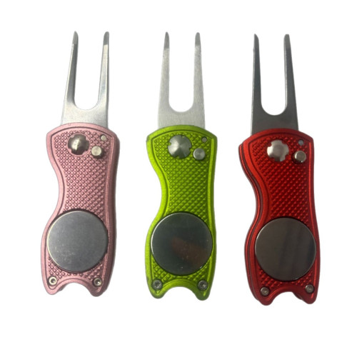 高爾夫果嶺叉 高爾夫球場叉 折曡功具金屬鋁柄草地修復叉