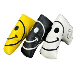 高爾夫球桿套可愛笑臉日韓系L型直條推桿保護帽套