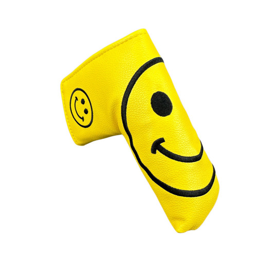 高爾夫球桿套可愛笑臉日韓系L型直條推桿保護帽套