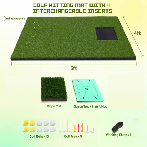 2合1替換高爾夫打擊墊練習墊加厚防滑紋路底個人室內外擊球軌跡墊