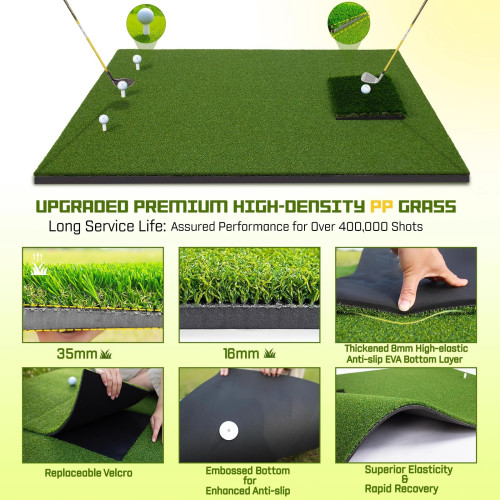 2合1替換高爾夫打擊墊練習墊加厚防滑紋路底個人室內外擊球軌跡墊