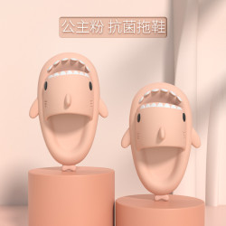 4cm厚底鯊魚親子拖鞋女搞怪居家卡通兒童EVA涼拖踩屎感厚底拖鞋男