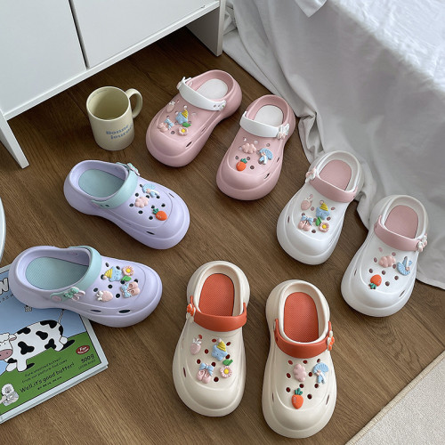 厚底EVA洞洞鞋女夏季外穿松糕底包頭半拖防滑時尚增高沙灘涼拖鞋 厚底EVA洞洞鞋女夏季外穿松糕底包頭半拖防滑時尚增高沙灘涼拖鞋