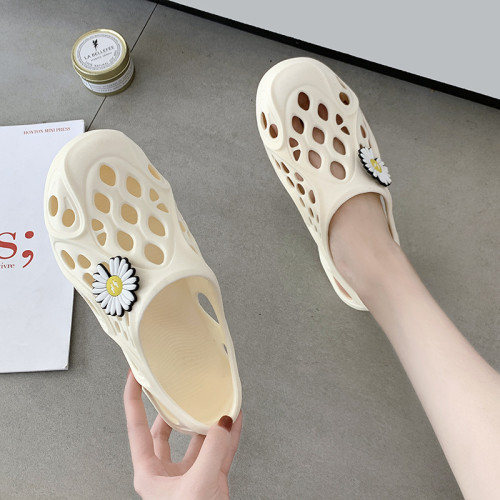 椰子洞洞鞋女ins潮網紅學生情侶簡約時尚防滑軟底外穿沙灘涼拖鞋