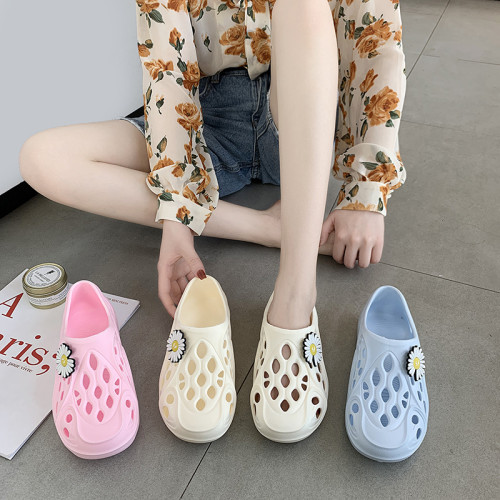 椰子洞洞鞋女ins潮網紅學生情侶簡約時尚防滑軟底外穿沙灘涼拖鞋