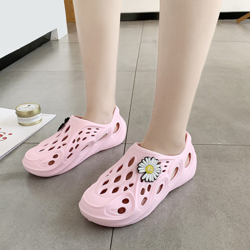 椰子洞洞鞋女ins潮網紅學生情侶簡約時尚防滑軟底外穿沙灘涼拖鞋