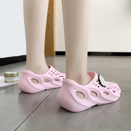 椰子洞洞鞋女ins潮網紅學生情侶簡約時尚防滑軟底外穿沙灘涼拖鞋