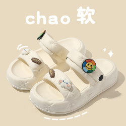 兩用涼拖鞋女夏季外穿防滑厚底情侶拖鞋家用室內兩穿沙灘鞋夏