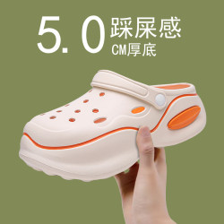 新款夏季高跟包頭拖鞋洞洞鞋女款防滑網紅同款外穿增高厚底防滑