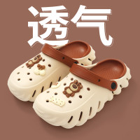 卡通EVA洞洞鞋女士夏天海邊沙灘鞋護士涼拖鞋外穿時尚厚底拖鞋新