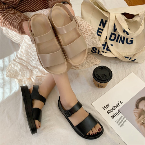 邊貿日系原宿風涼鞋夏季新款厚底學生休閒簡約沙灘羅馬涼鞋女夏 邊貿日系原宿風涼鞋夏季新款厚底學生休閒簡約沙灘羅馬涼鞋女夏