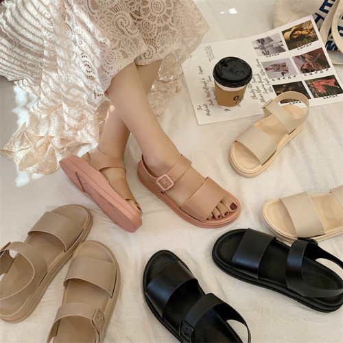 邊貿日系原宿風涼鞋夏季新款厚底學生休閒簡約沙灘羅馬涼鞋女夏 邊貿日系原宿風涼鞋夏季新款厚底學生休閒簡約沙灘羅馬涼鞋女夏