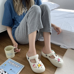 增高洞洞鞋女防滑外穿厚底2024新款時尚包頭拖鞋夏高跟涼拖ins潮