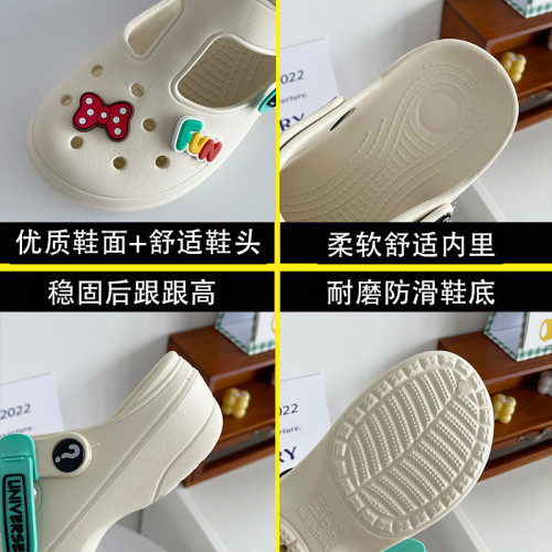 增高洞洞鞋女防滑外穿厚底2024新款時尚包頭拖鞋夏高跟涼拖ins潮