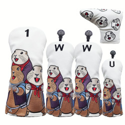 卡通土撥鼠他高爾夫球桿套保護套木桿頭套球道木鐵木推桿套1號木