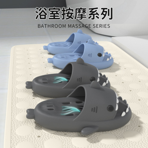 鯊魚按摩底洗澡拖鞋成人情侶防滑浴室漏水拖鞋潮室內居家搞怪涼拖