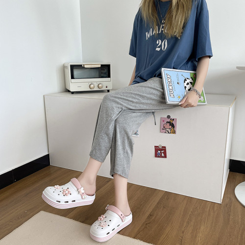 洞洞鞋女夏季2025新款厚底舒適包頭半拖防滑外穿網紅爆款沙灘涼拖