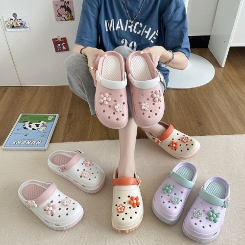 洞洞鞋女夏季2025新款厚底舒適包頭半拖防滑外穿網紅爆款沙灘涼拖