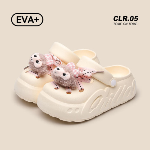 可愛eva洞洞鞋女外穿防滑厚底踩屎感拖鞋夏天透氣增高包頭涼拖鞋