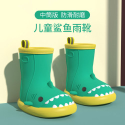 親子鯊魚雨鞋兒童夏季防滑軟底小童男女寶寶卡通幼兒中筒雨靴水鞋