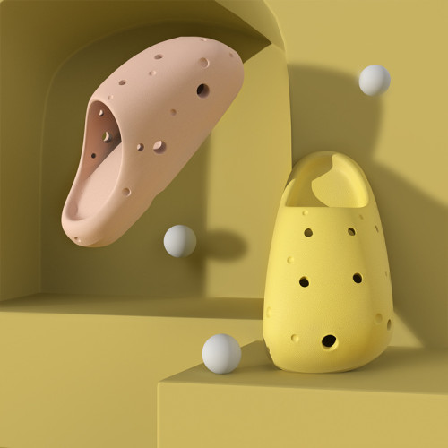 奶酪拖鞋女夏季包頭厚底居家居浴室涼拖情侶洞洞鞋防滑增高情侶款