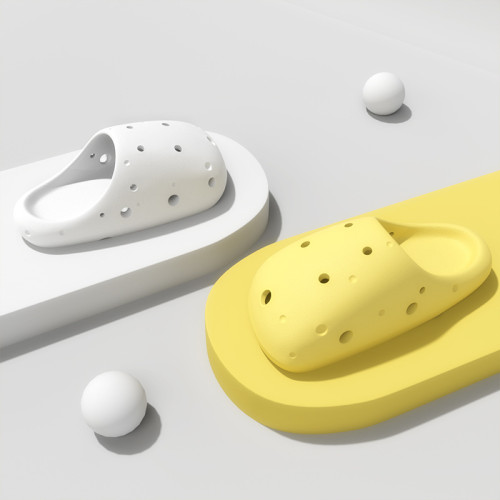 奶酪拖鞋女夏季包頭厚底居家居浴室涼拖情侶洞洞鞋防滑增高情侶款