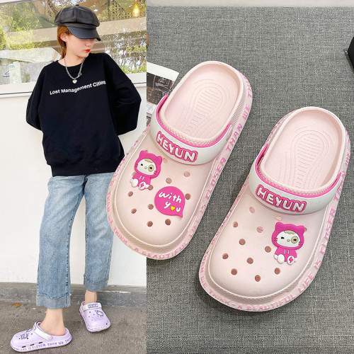 拖鞋女外穿夏季韓版可愛ins仙女風護士包頭半拖鞋厚底沙灘洞洞鞋 拖鞋女外穿夏季韓版可愛ins仙女風護士包頭半拖鞋厚底沙灘洞洞鞋