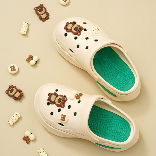 洞洞鞋女厚底踩屎感2024新款防滑包頭拖學生護士外穿防滑沙灘涼拖