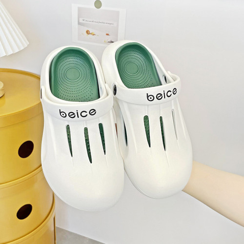 新款ins沙灘洞洞鞋男厚底外穿踩屎感eva雙色套輕便包頭鞋 新款ins沙灘洞洞鞋男厚底外穿踩屎感eva雙色套輕便包頭鞋