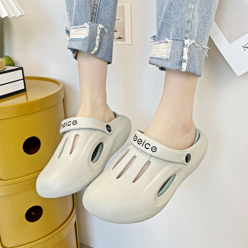 新款ins沙灘洞洞鞋男厚底外穿踩屎感eva雙色套輕便包頭鞋 新款ins沙灘洞洞鞋男厚底外穿踩屎感eva雙色套輕便包頭鞋