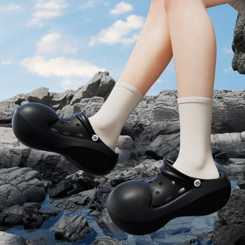 洞洞鞋女夏季新款外穿厚底增高透氣防滑戶外踏浪包頭沙灘軟底涼鞋