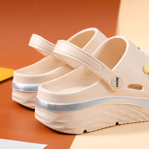 松糕洞洞鞋厚底涼鞋2025夏季韓版拖鞋外穿防滑沙灘包頭半拖潮