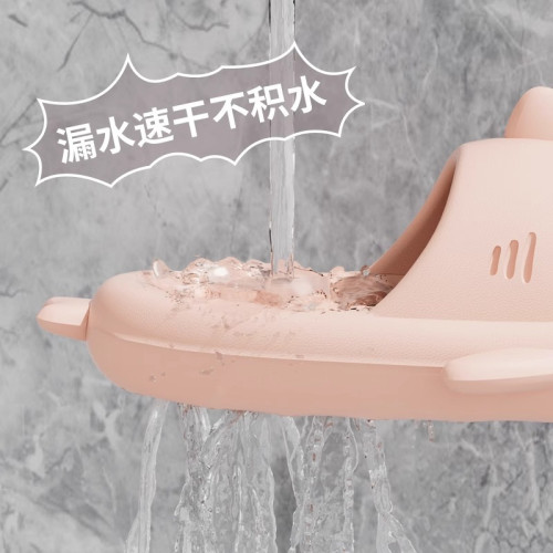 鯊魚浴室拖鞋男夏季防滑耐磨鏤空拖鞋家居情侶EVA洗澡涼拖鞋女生