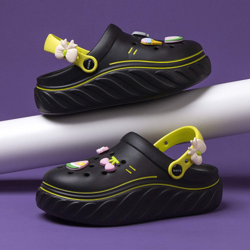 踩屎感包頭拖鞋女夏季2025網紅厚底洞洞鞋防滑松糕跟沙灘黑色涼鞋 踩屎感包頭拖鞋女夏季2025網紅厚底洞洞鞋防滑松糕跟沙灘黑色涼鞋