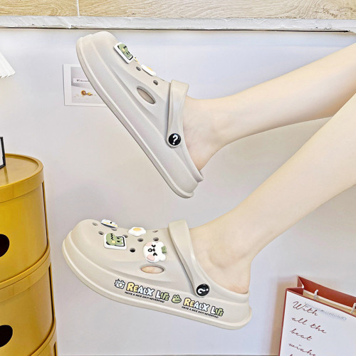 EVA護士沙灘洞洞鞋女少女心新款夏季居家厚底ins潮外穿百搭涼拖鞋