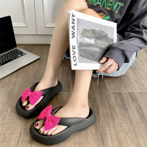 EVA厚底人字拖可愛蝴蝶結少女增高室內外夏季沙灘夾腳拖鞋夏 EVA厚底人字拖可愛蝴蝶結少女增高室內外夏季沙灘夾腳拖鞋夏