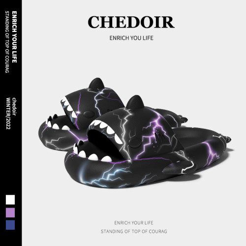 踩屎感軟底鯊魚拖鞋男女夏外穿厚底居家涼拖eva情侶沙灘一字拖鞋